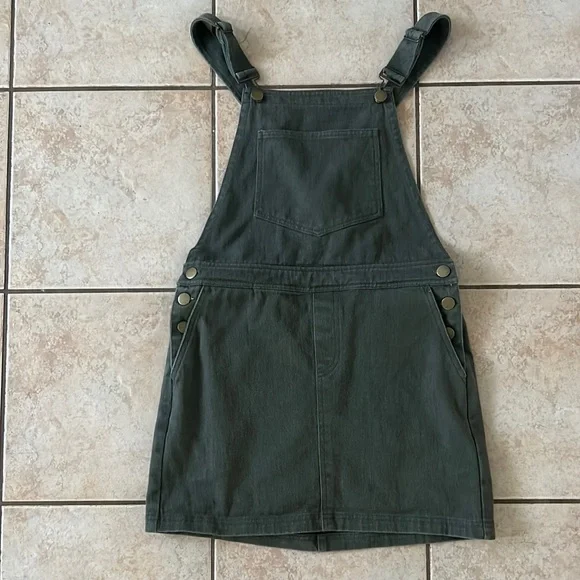 Forever 21 | Jeans | Forever 2 Olive Green Denim Overall Mini Dress Sz  Medium | Poshmark